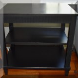 F04. Ethan Allen Wesley tiered black side table 25”h x 26”w x 18”d 